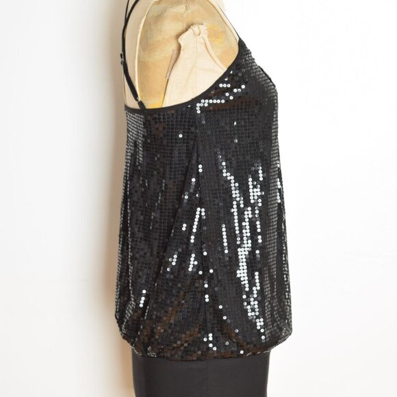 vintage Y2K dress Wet Seal black sequin bloused drop waist mini party prom XS - Picture 6 of 9